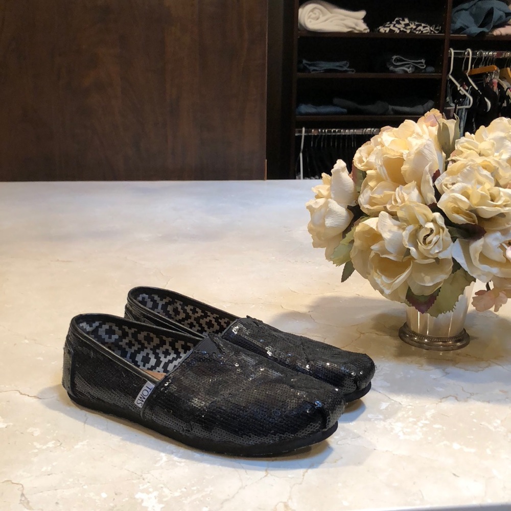 Toms Sequin Black Shoes